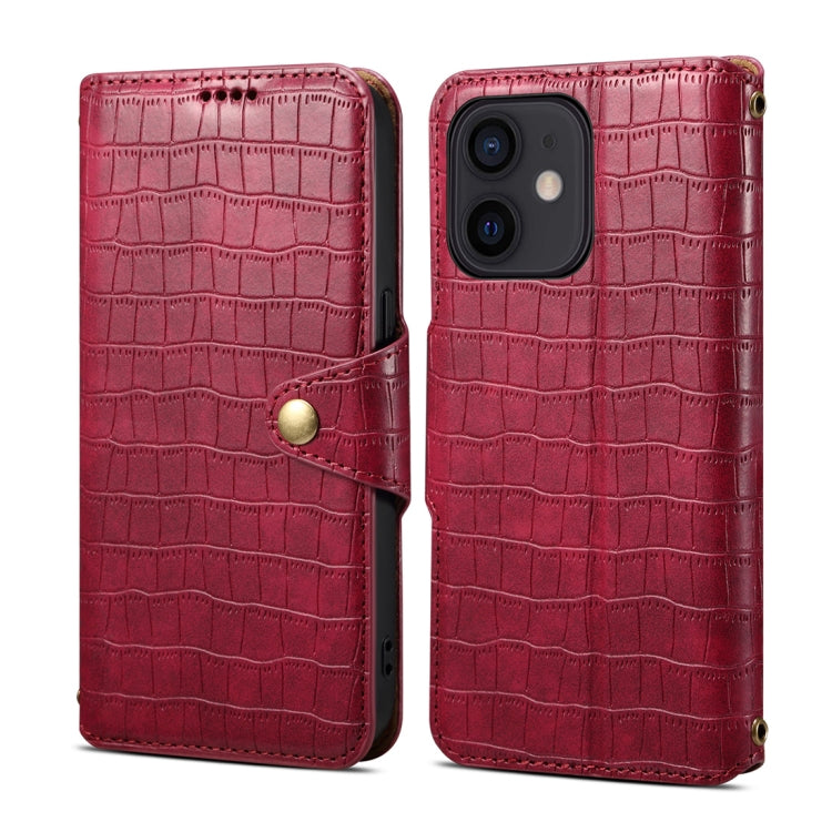 For iPhone 11 Denior Crocodile Texture Oil Edge Leather Phone Case(Rose Red) - HoMEdemic™ 