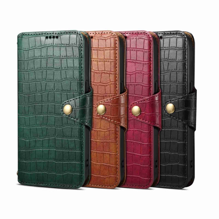 For iPhone 15 Denior Crocodile Texture Oil Edge Leather Phone Case(Rose Red) - HoMEdemic™ 