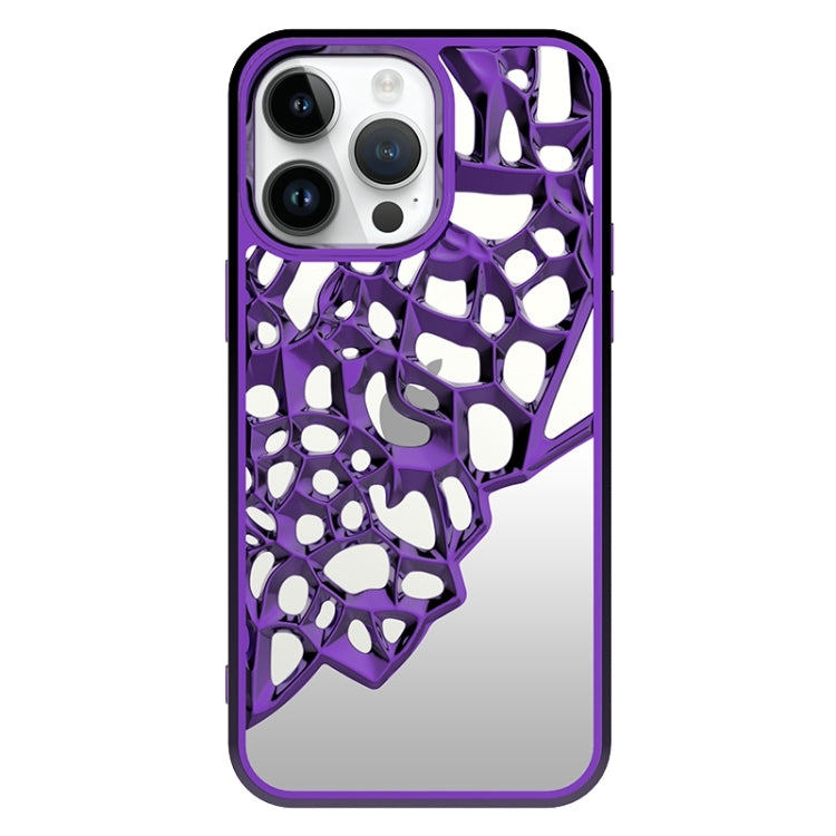 For iPhone 15 Pro Mirror Style Hollow Heat Dissipation Electroplated  TPU Phone Case(Purple) - HoMEdemic™ 