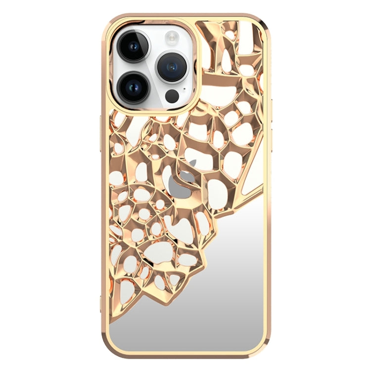 For iPhone 15 Pro Mirror Style Hollow Heat Dissipation Electroplated  TPU Phone Case(Gold) - HoMEdemic™ 