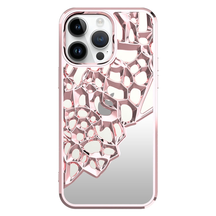 For iPhone 15 Pro Mirror Style Hollow Heat Dissipation Electroplated  TPU Phone Case(Pink) - HoMEdemic™ 