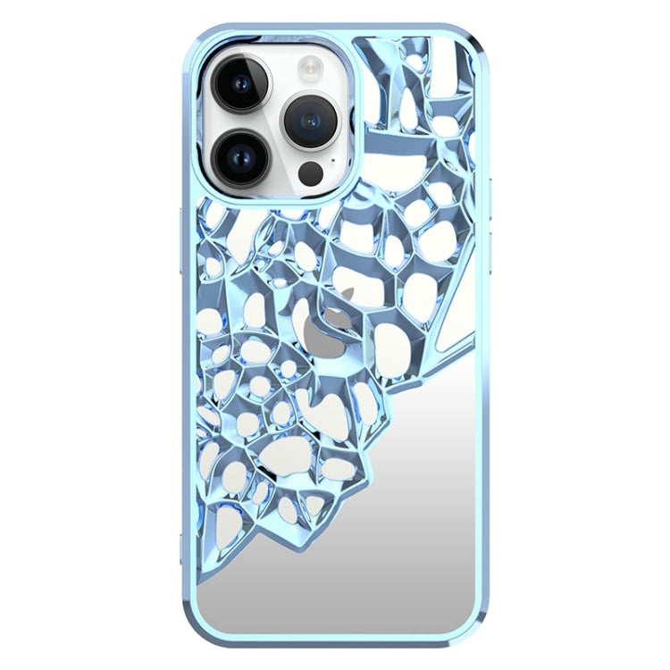 For iPhone 15 Pro Max Mirror Style Hollow Heat Dissipation Electroplated  TPU Phone Case(Blue) - HoMEdemic™ 