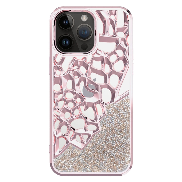 For iPhone 15 Pro Max Diamond Style Hollow Heat Dissipation Electroplated  TPU Phone Case(Pink) - HoMEdemic™ 