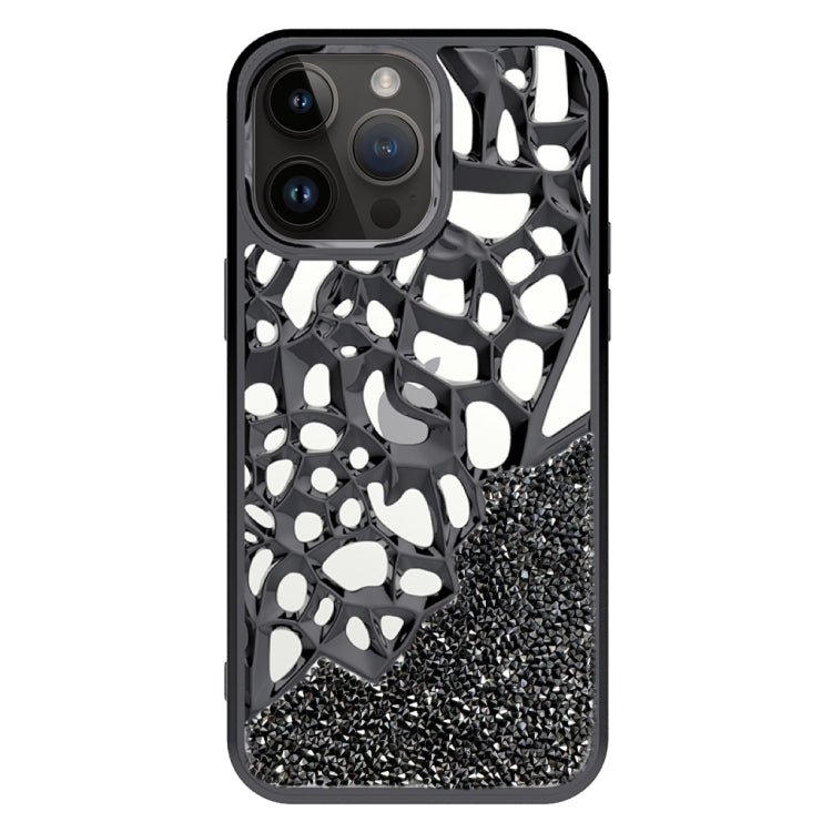 For iPhone 15 Pro Max Diamond Style Hollow Heat Dissipation Electroplated  TPU Phone Case(Black) - HoMEdemic™ 