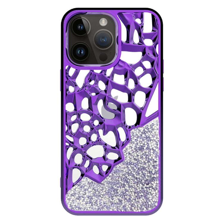 For iPhone 15 Pro Max Diamond Style Hollow Heat Dissipation Electroplated  TPU Phone Case(Purple) - HoMEdemic™ 