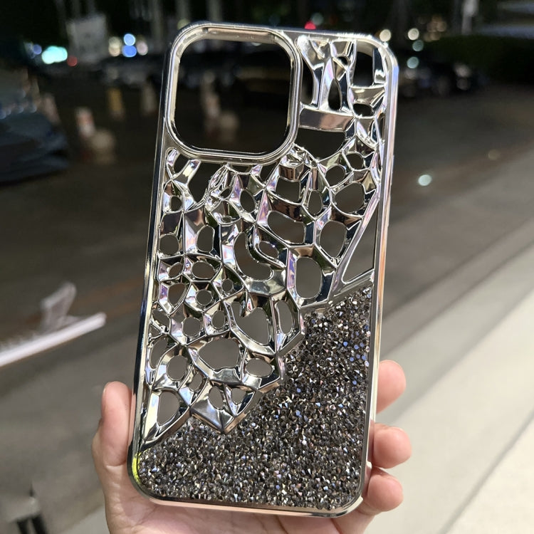 For iPhone 15 Pro Max Diamond Style Hollow Heat Dissipation Electroplated  TPU Phone Case(Black) - HoMEdemic™ 