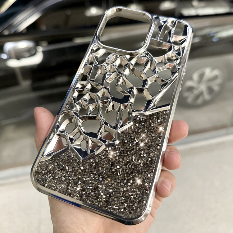 For iPhone 15 Pro Diamond Style Hollow Heat Dissipation Electroplated  TPU Phone Case(Black) - HoMEdemic™ 