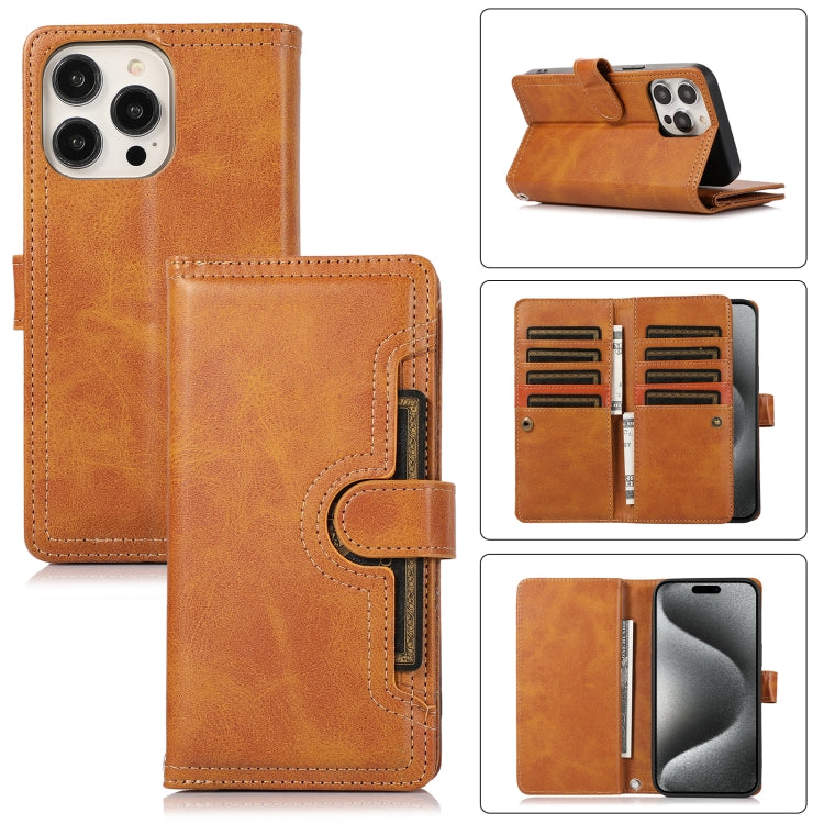 For iPhone 15 Pro Max Wristband Card Slot Leather Phone Case(Brown) - HoMEdemic™ 