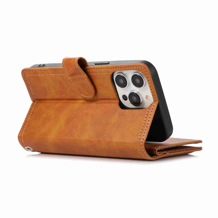 For iPhone 15 Pro Max Wristband Card Slot Leather Phone Case(Brown) - HoMEdemic™ 