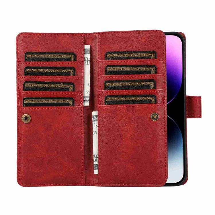 For iPhone 15 Pro Max Wristband Card Slot Leather Phone Case(Red) - HoMEdemic™ 