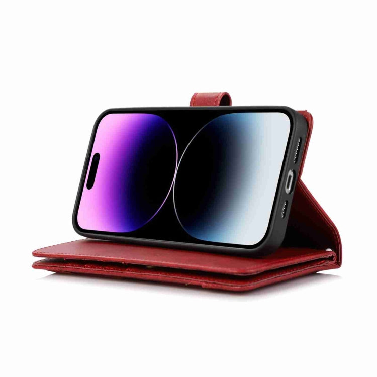For iPhone 15 Pro Max Wristband Card Slot Leather Phone Case(Red) - HoMEdemic™ 