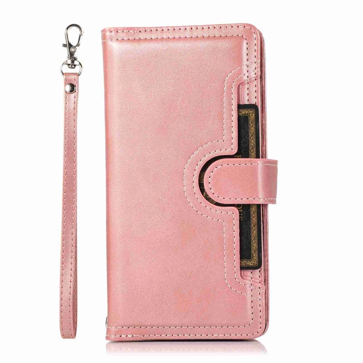 For iPhone 15 Pro Max Wristband Card Slot Leather Phone Case(Rose Gold) - HoMEdemic™ 