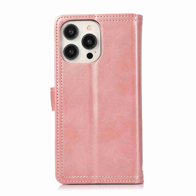 For iPhone 15 Pro Max Wristband Card Slot Leather Phone Case(Rose Gold) - HoMEdemic™ 