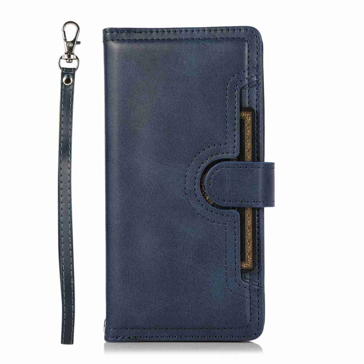 For iPhone 15 Pro Max Wristband Card Slot Leather Phone Case(Blue) - HoMEdemic™ 
