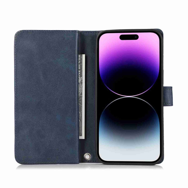 For iPhone 15 Pro Max Wristband Card Slot Leather Phone Case(Blue) - HoMEdemic™ 