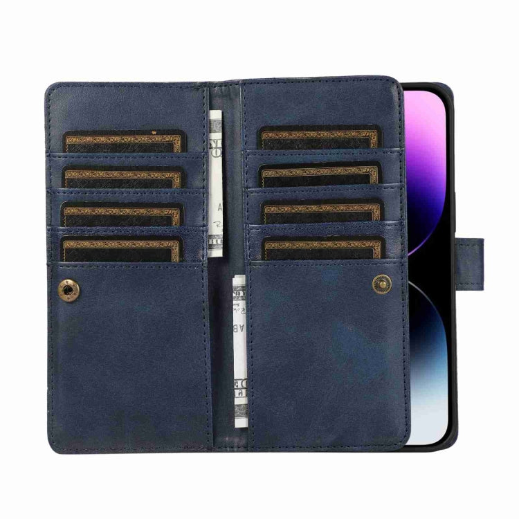 For iPhone 15 Pro Max Wristband Card Slot Leather Phone Case(Blue) - HoMEdemic™ 