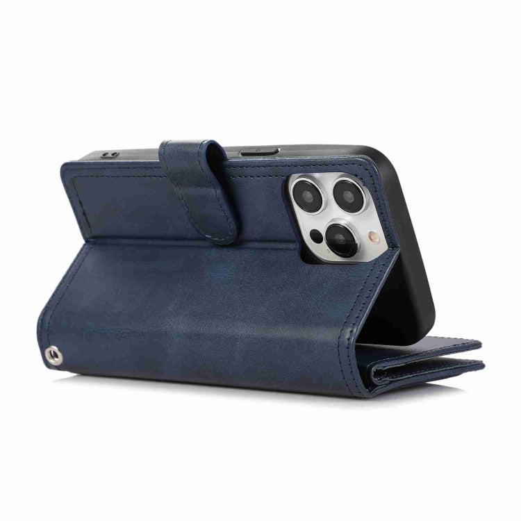 For iPhone 15 Pro Max Wristband Card Slot Leather Phone Case(Blue) - HoMEdemic™ 