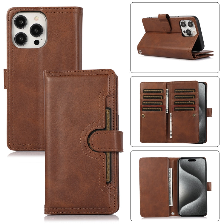 For iPhone 15 Pro Max Wristband Card Slot Leather Phone Case(Coffee) - HoMEdemic™ 