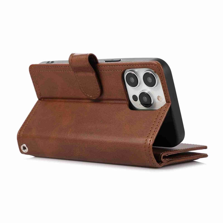 For iPhone 15 Pro Max Wristband Card Slot Leather Phone Case(Coffee) - HoMEdemic™ 
