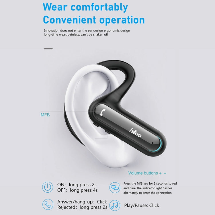 Hileo Hi8 Wireless Single Ear Hook Handsfree Call Noise Reduction In-ear Earphone(Black) - HoMEdemic™ 