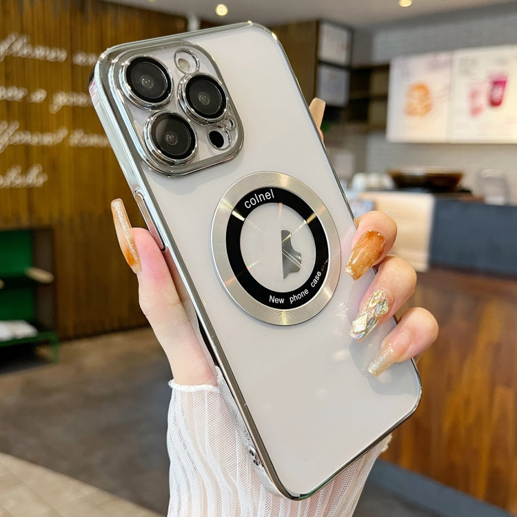 For iPhone 15 Pro Transparent Electroplated PC MagSafe Phone Case(Silver) - HoMEdemic™ 