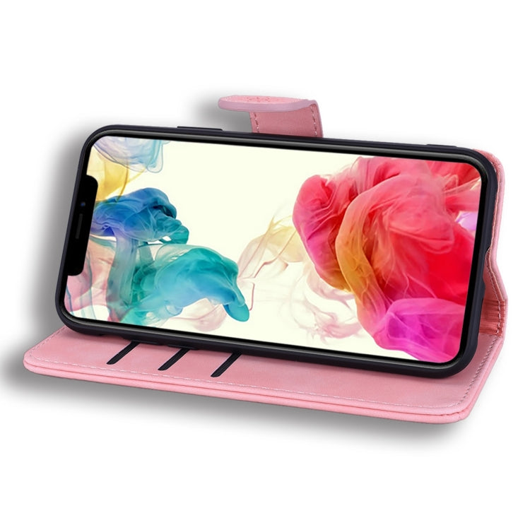 For iPhone 15 Pro Max Mandala Embossed Dual-Fold Calf Leather Phone Case(Pink) - HoMEdemic™ 