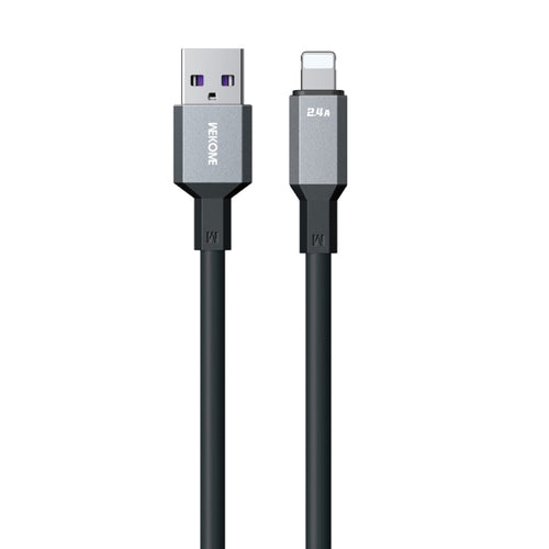 WK WDC-17 2.4A USB to 8 Pin Silicone Data Cable, Length: 1.2m(Black) - HoMEdemic™ 