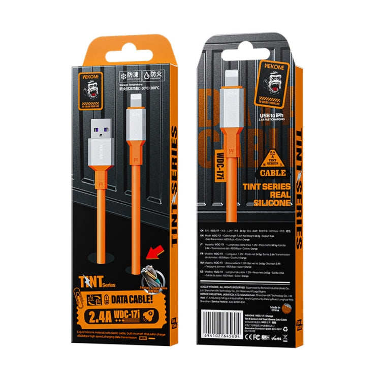 WK WDC-17 2.4A USB to 8 Pin Silicone Data Cable, Length: 1.2m(Orange) - HoMEdemic™ 