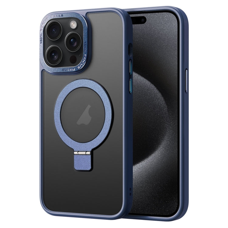 For iPhone 15 Pro Skin Feel MagSafe Magnetic Holder Phone Case(Dark Blue) - HoMEdemic™ 