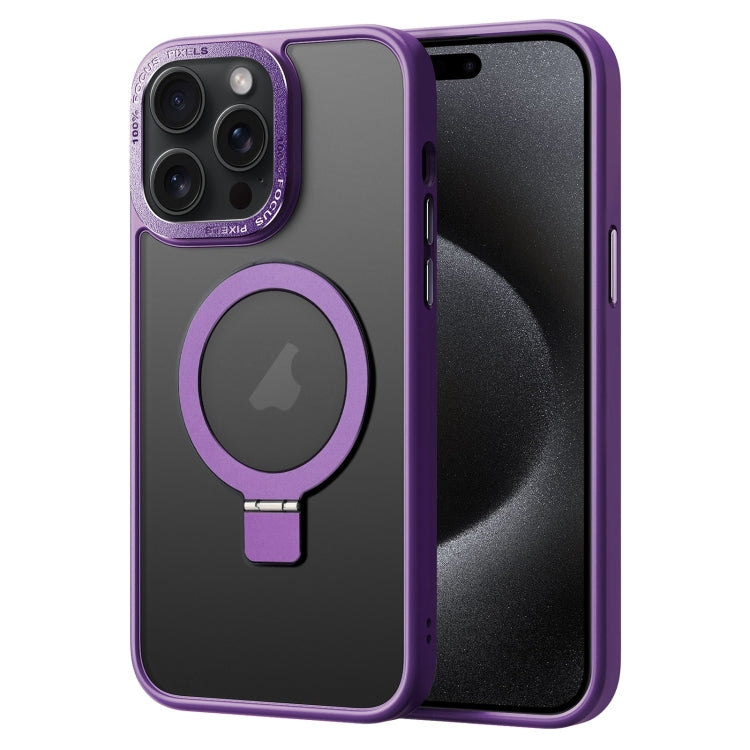 For iPhone 15 Pro Skin Feel MagSafe Magnetic Holder Phone Case(Purple) - HoMEdemic™ 