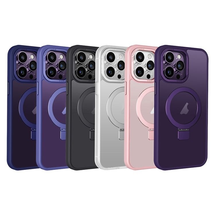 For iPhone 15 Pro Skin Feel MagSafe Magnetic Holder Phone Case(Dark Blue) - HoMEdemic™ 