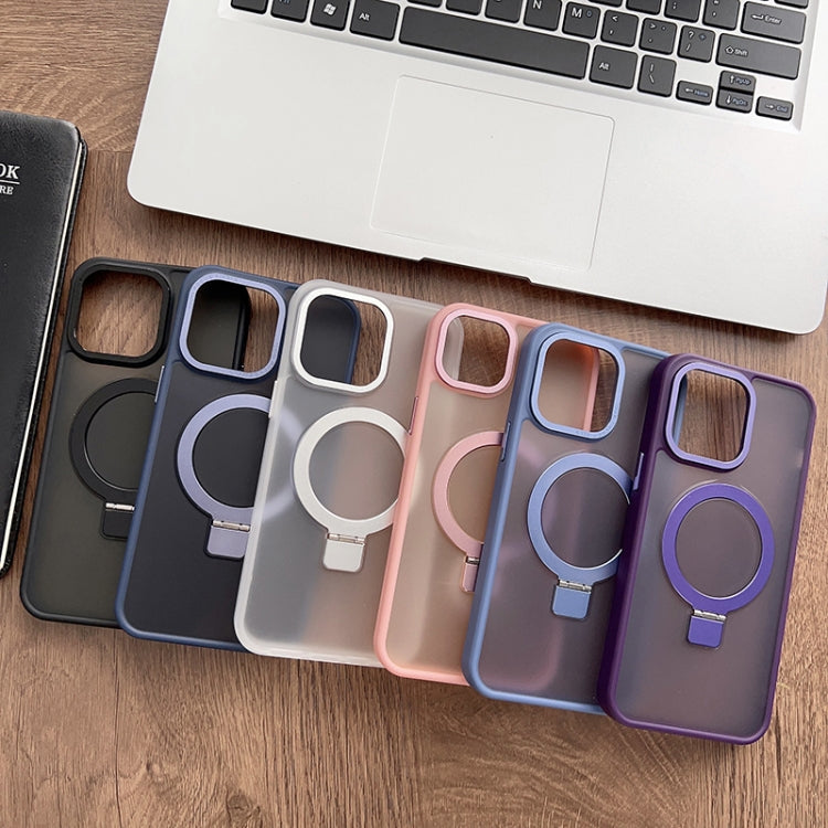 For iPhone 15 Pro Skin Feel MagSafe Magnetic Holder Phone Case(Purple) - HoMEdemic™ 