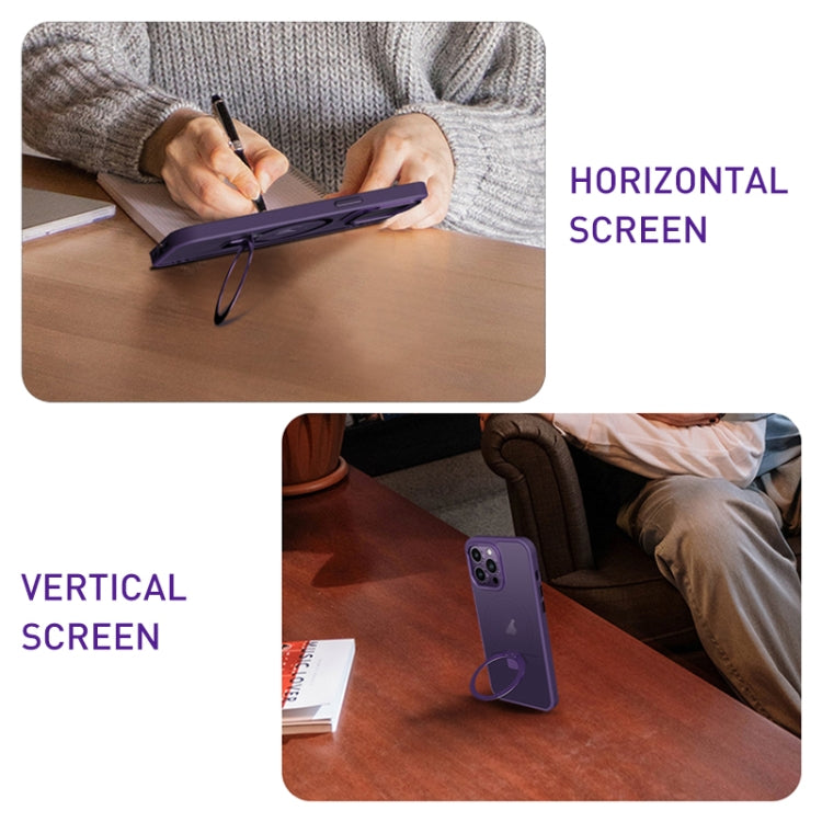 For iPhone 15 Pro Skin Feel MagSafe Magnetic Holder Phone Case(Purple) - HoMEdemic™ 
