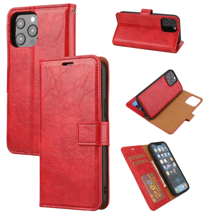 For iPhone 15 Pro Crazy Horse Texture Detachable Horizontal Flip PU Case(Red) - HoMEdemic™ 