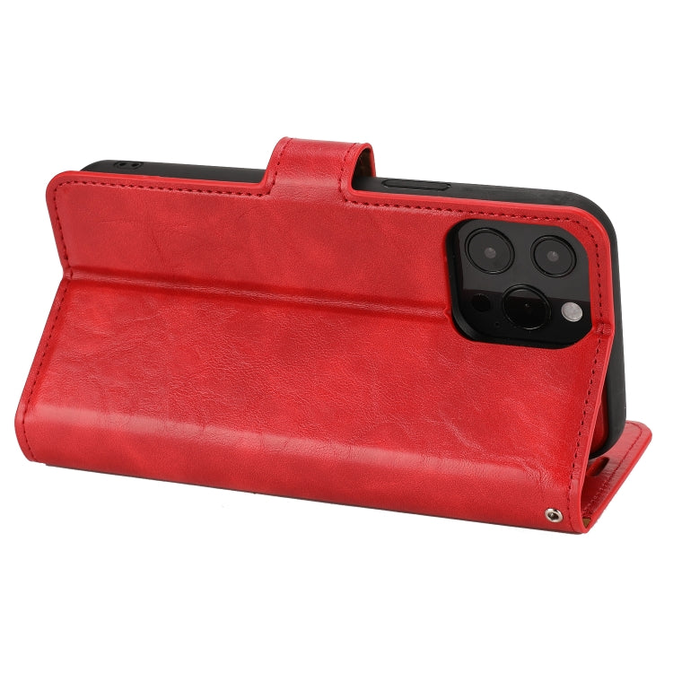 For iPhone 15 Pro Crazy Horse Texture Detachable Horizontal Flip PU Case(Red) - HoMEdemic™ 