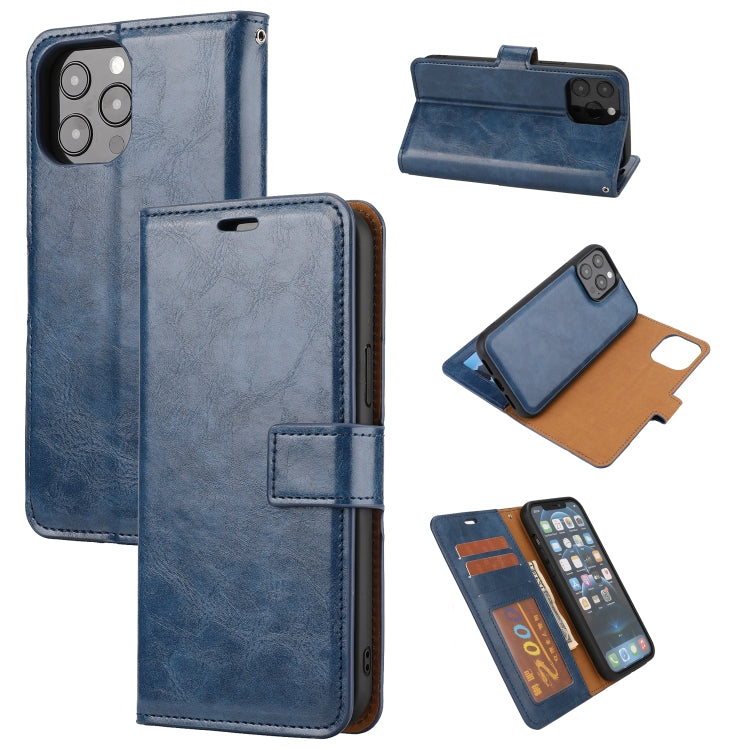For iPhone 15 Pro Crazy Horse Texture Detachable Horizontal Flip PU Case(Blue) - HoMEdemic™ 
