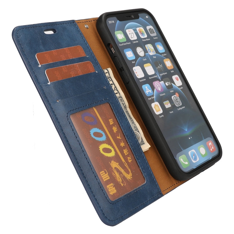 For iPhone 15 Pro Crazy Horse Texture Detachable Horizontal Flip PU Case(Blue) - HoMEdemic™ 