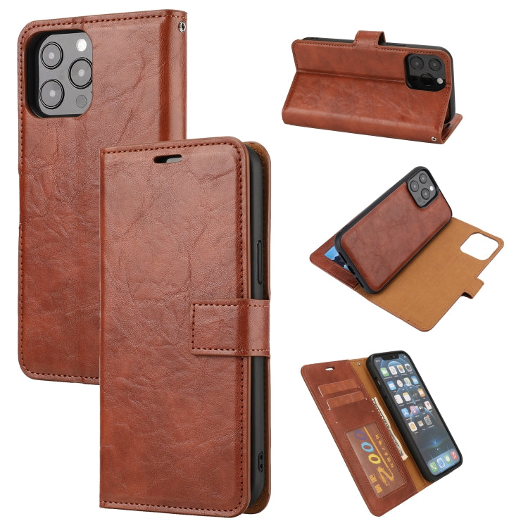For iPhone 15 Pro Crazy Horse Texture Detachable Horizontal Flip PU Case(Brown) - HoMEdemic™ 