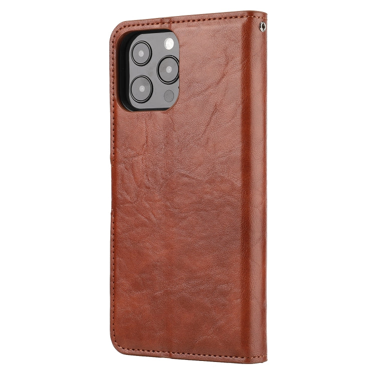 For iPhone 15 Pro Crazy Horse Texture Detachable Horizontal Flip PU Case(Brown) - HoMEdemic™ 