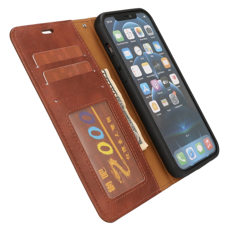 For iPhone 15 Pro Crazy Horse Texture Detachable Horizontal Flip PU Case(Brown) - HoMEdemic™ 