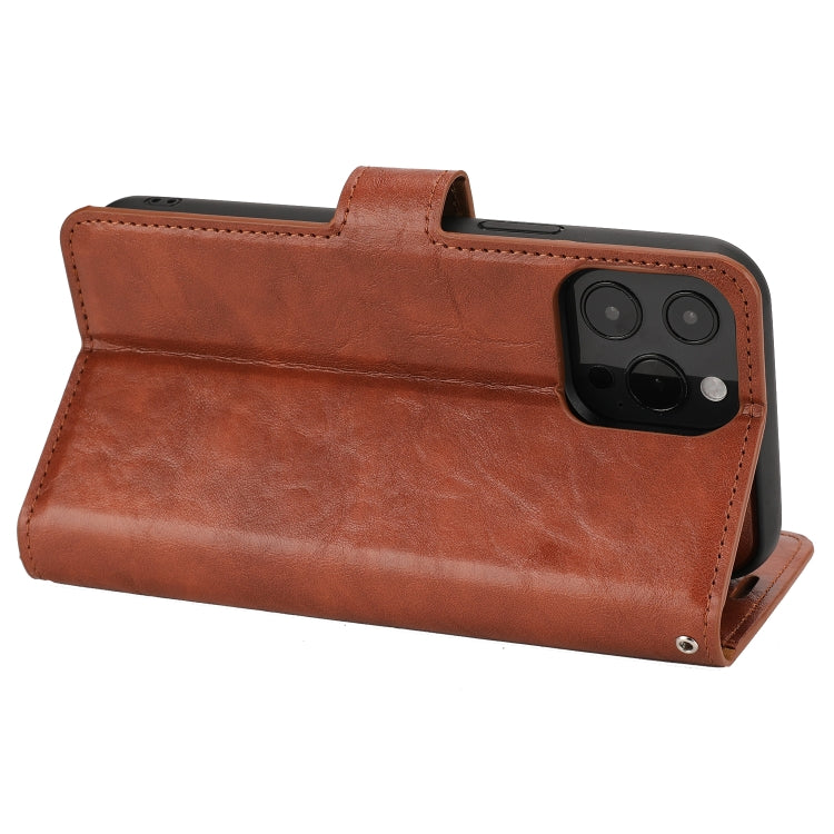 For iPhone 15 Pro Crazy Horse Texture Detachable Horizontal Flip PU Case(Brown) - HoMEdemic™ 