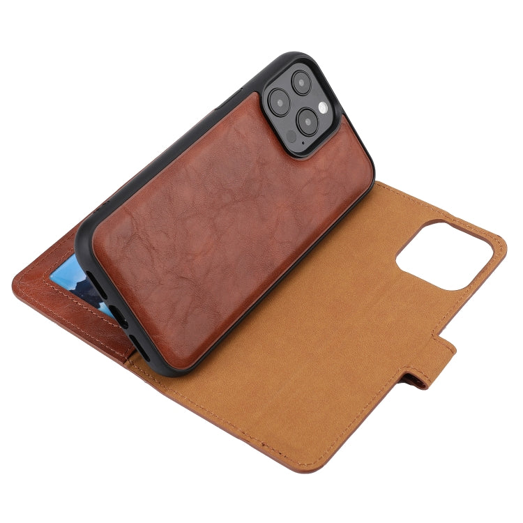 For iPhone 15 Pro Crazy Horse Texture Detachable Horizontal Flip PU Case(Brown) - HoMEdemic™ 