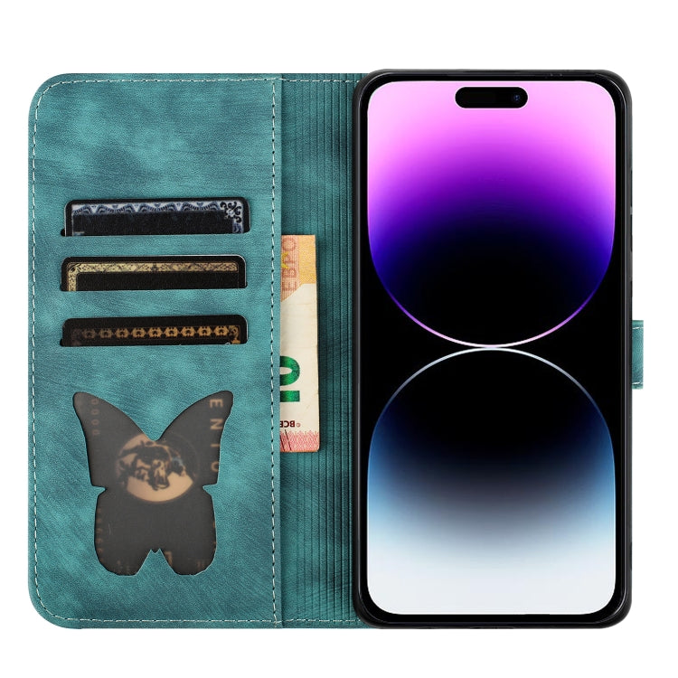 For iPhone 15 Pro Butterfly Cat Embossing Flip Leather Phone Case(Wathet) - HoMEdemic™ 