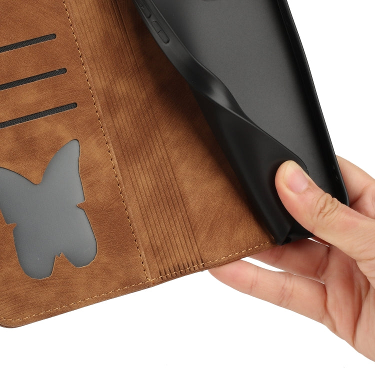 For iPhone 15 Pro Butterfly Cat Embossing Flip Leather Phone Case(Brown) - HoMEdemic™ 