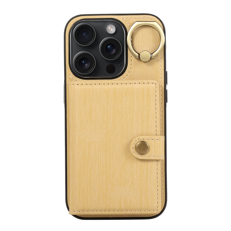 For iPhone 15 Pro Brushed Texture Wallet Ring Holder Phone Case(Yellow) - HoMEdemic™ 