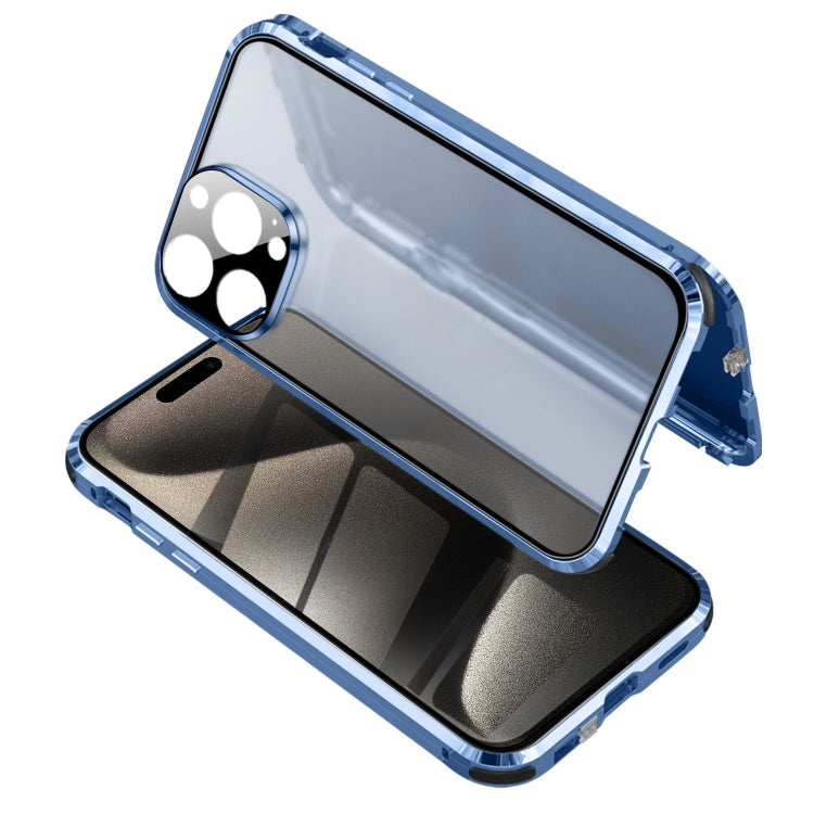 For iPhone 15 Pro Anti-peeping Magnetic Tempered Glass Phone Case(Blue) - HoMEdemic™ 