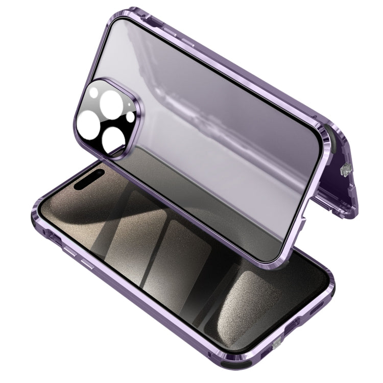 For iPhone 15 Pro Anti-peeping Magnetic Tempered Glass Phone Case(Purple) - HoMEdemic™ 
