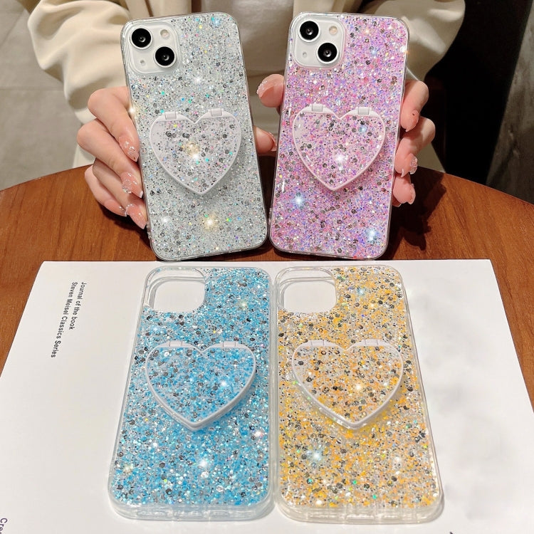 For iPhone 15 Pro Starry Sequin Mirror Stand Epoxy TPU Phone Case(Pink) - HoMEdemic™ 