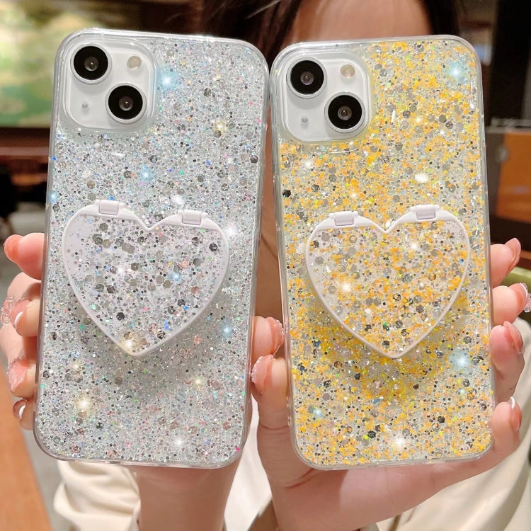 For iPhone 15 Pro Starry Sequin Mirror Stand Epoxy TPU Phone Case(Pink) - HoMEdemic™ 
