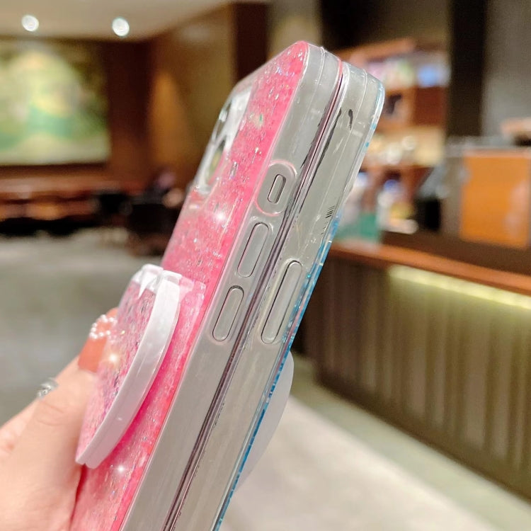 For iPhone 15 Pro Starry Sequin Mirror Stand Epoxy TPU Phone Case(Pink) - HoMEdemic™ 